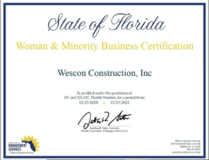 cert Wescon Construction, Inc