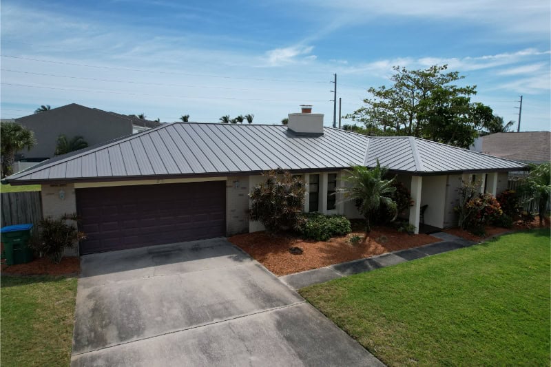 standing seam metal roofing front view of home