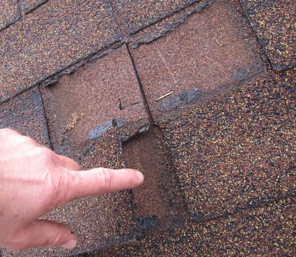 Shingle roof with deterioration